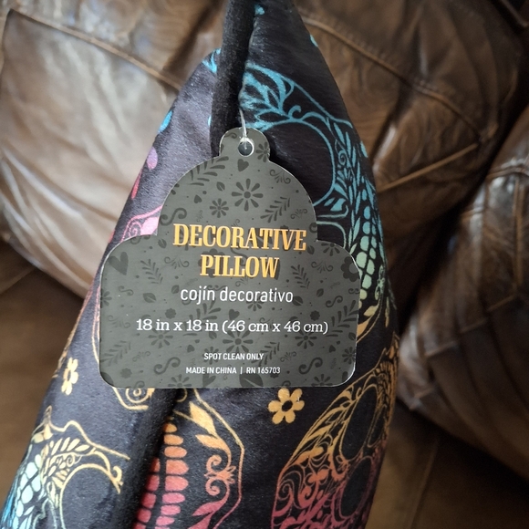 Colorful Sugar Skull Decor Pillow - Picture 4 of 5